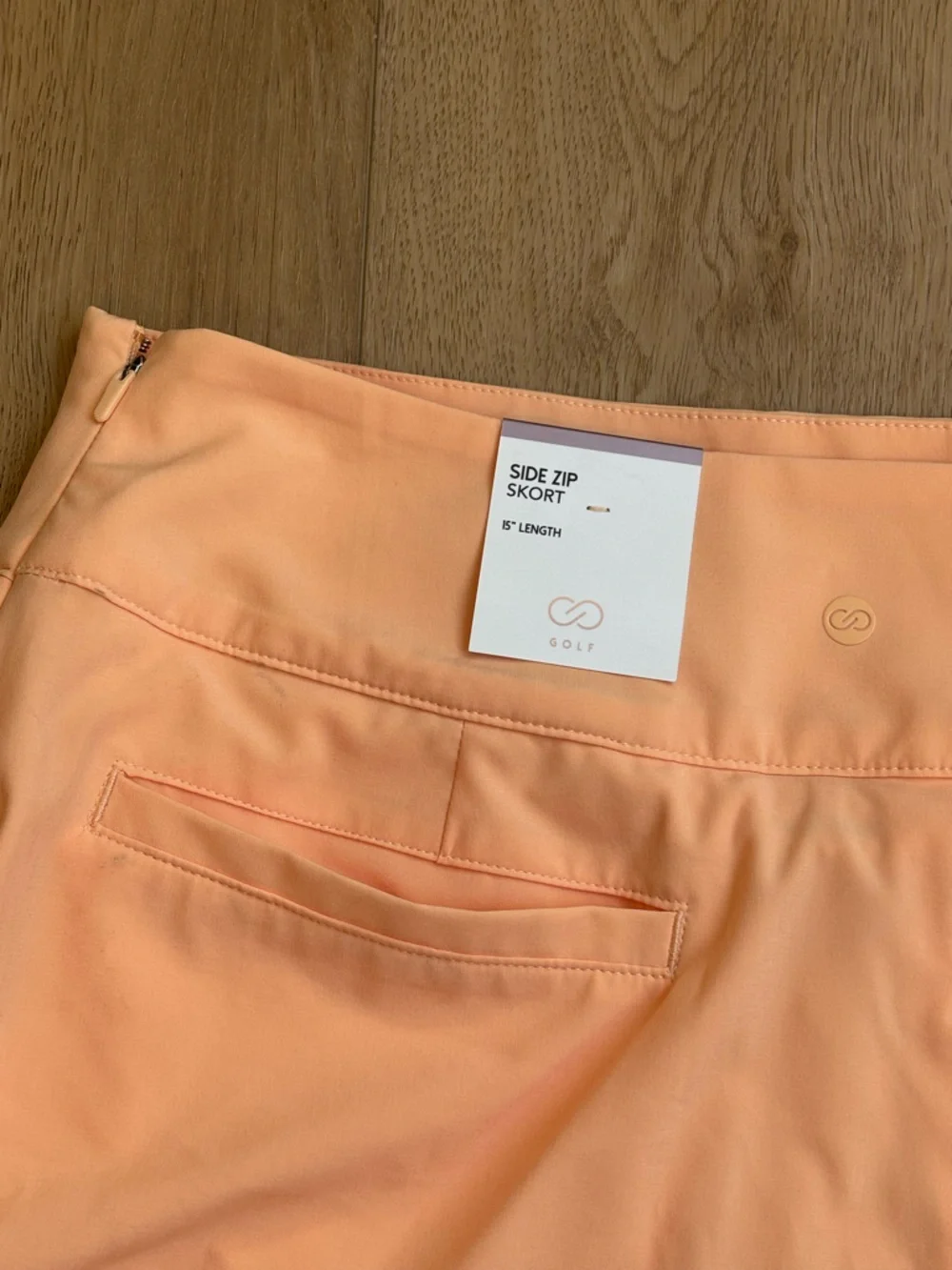 Calia Peach Tennis Side Zip Skort with White Stripes High Waisted Size 4